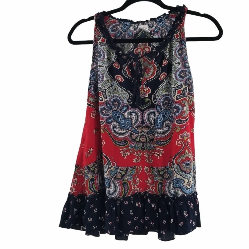 Bila Ruffle Bottom Multi-Print Top Multicolor S - image 1